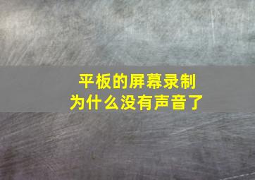 平板的屏幕录制为什么没有声音了