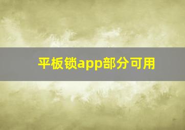 平板锁app部分可用