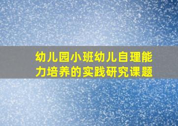 幼儿园小班幼儿自理能力培养的实践研究课题