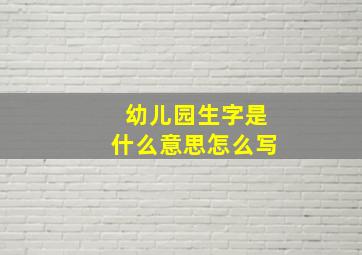 幼儿园生字是什么意思怎么写