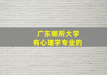 广东哪所大学有心理学专业的