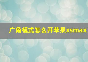 广角模式怎么开苹果xsmax