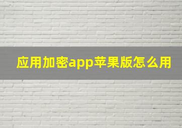 应用加密app苹果版怎么用