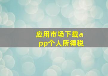 应用市场下载app个人所得税