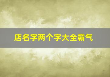 店名字两个字大全霸气