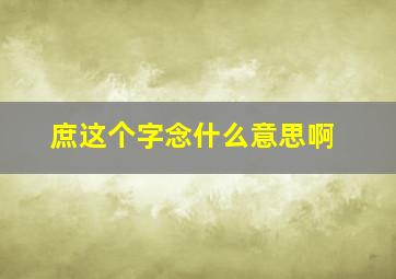 庶这个字念什么意思啊