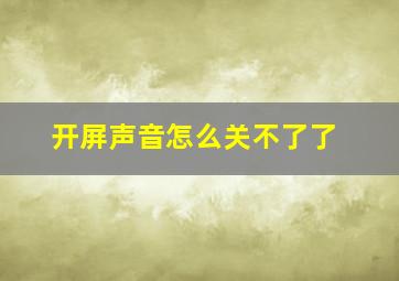 开屏声音怎么关不了了