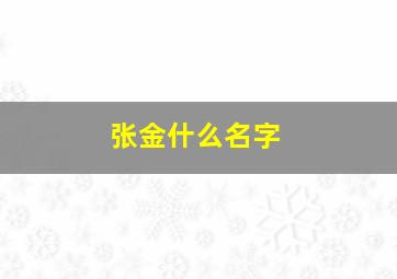 张金什么名字