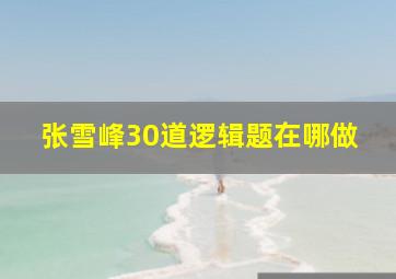 张雪峰30道逻辑题在哪做