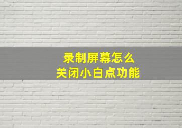 录制屏幕怎么关闭小白点功能