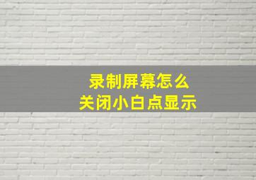 录制屏幕怎么关闭小白点显示