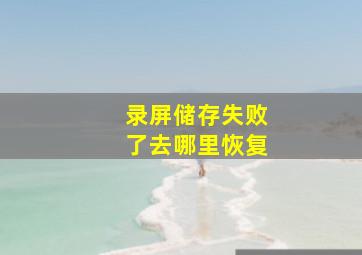 录屏储存失败了去哪里恢复