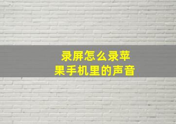 录屏怎么录苹果手机里的声音