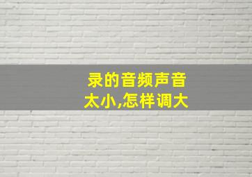 录的音频声音太小,怎样调大