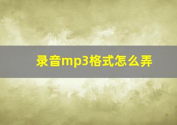 录音mp3格式怎么弄