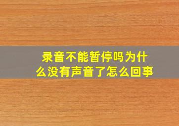 录音不能暂停吗为什么没有声音了怎么回事