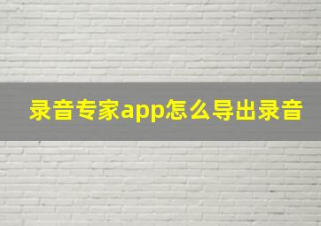 录音专家app怎么导出录音