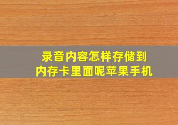 录音内容怎样存储到内存卡里面呢苹果手机