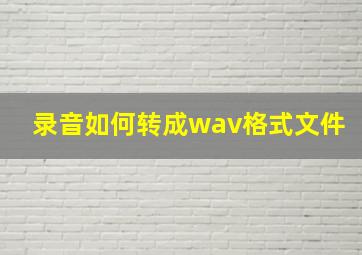 录音如何转成wav格式文件