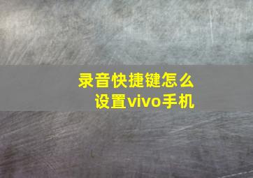 录音快捷键怎么设置vivo手机