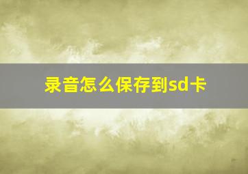 录音怎么保存到sd卡