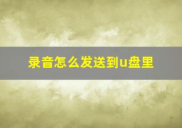 录音怎么发送到u盘里