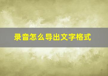 录音怎么导出文字格式