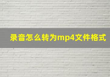 录音怎么转为mp4文件格式