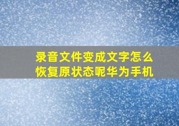 录音文件变成文字怎么恢复原状态呢华为手机