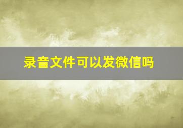 录音文件可以发微信吗