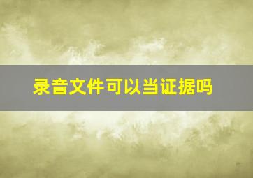 录音文件可以当证据吗