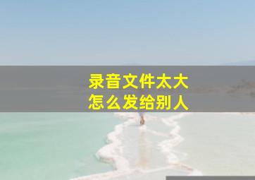 录音文件太大怎么发给别人