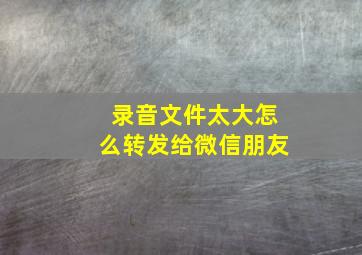 录音文件太大怎么转发给微信朋友