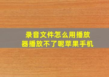 录音文件怎么用播放器播放不了呢苹果手机