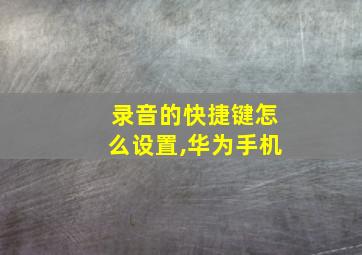 录音的快捷键怎么设置,华为手机