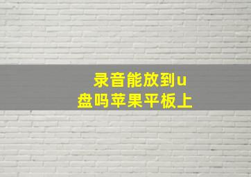 录音能放到u盘吗苹果平板上