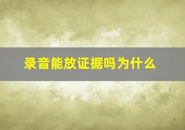 录音能放证据吗为什么