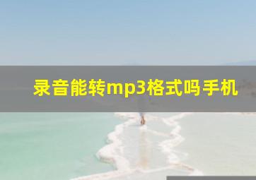 录音能转mp3格式吗手机