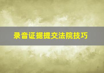 录音证据提交法院技巧