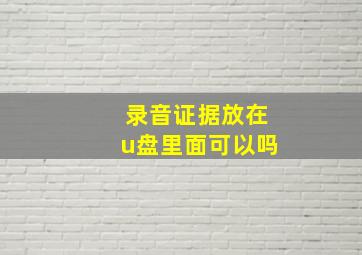 录音证据放在u盘里面可以吗