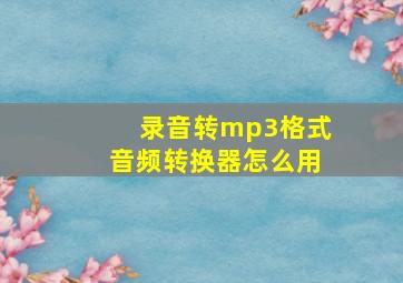 录音转mp3格式音频转换器怎么用