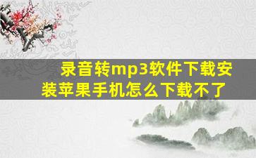 录音转mp3软件下载安装苹果手机怎么下载不了