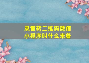 录音转二维码微信小程序叫什么来着