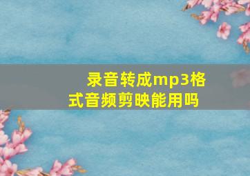 录音转成mp3格式音频剪映能用吗