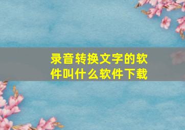 录音转换文字的软件叫什么软件下载