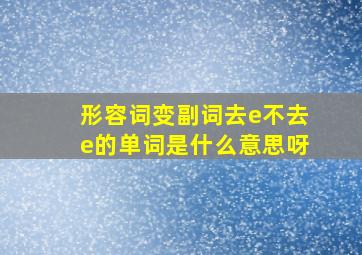 形容词变副词去e不去e的单词是什么意思呀