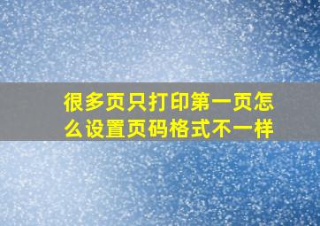 很多页只打印第一页怎么设置页码格式不一样