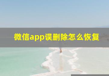 微信app误删除怎么恢复