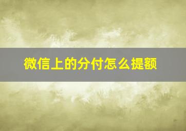 微信上的分付怎么提额