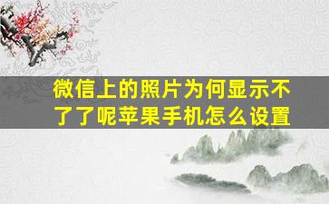 微信上的照片为何显示不了了呢苹果手机怎么设置